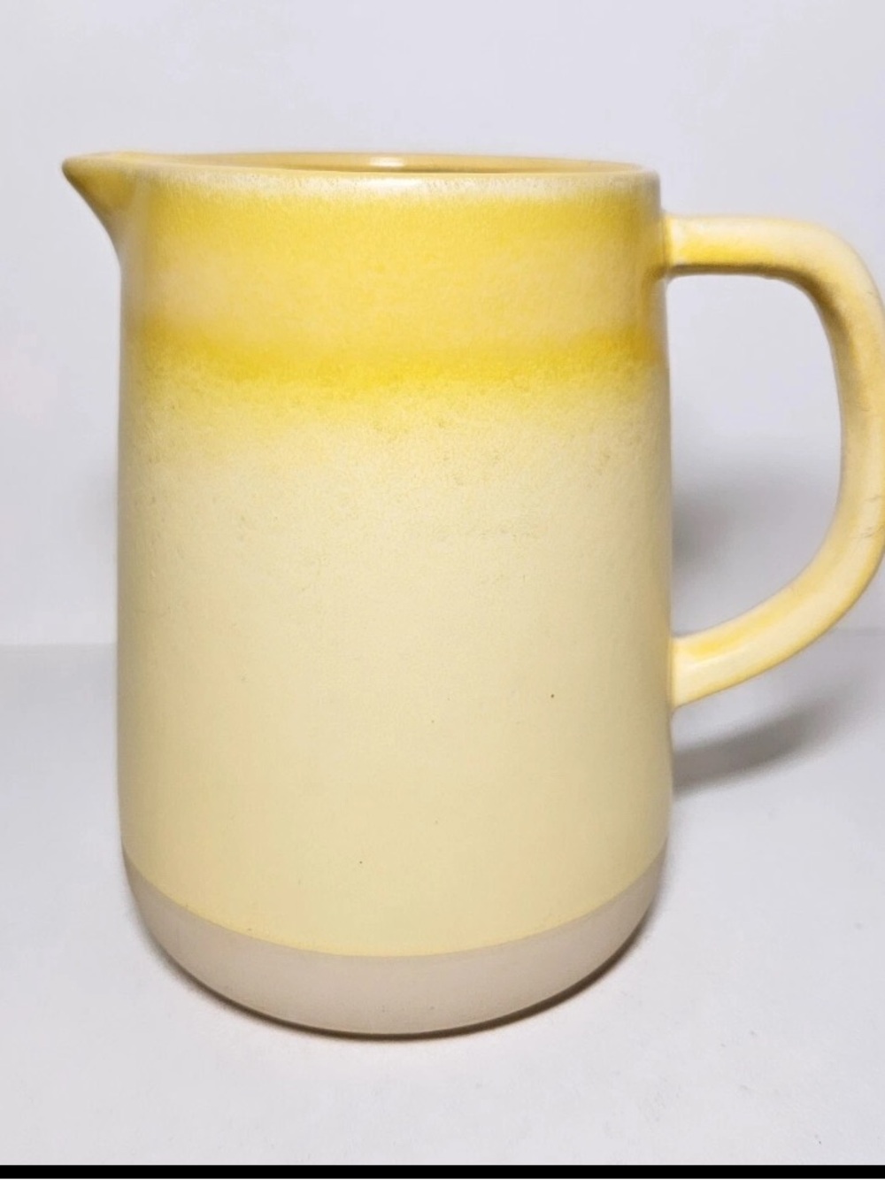 Vintage Yellow Cream Gradient Ceramic Pottery Pitcher ombré